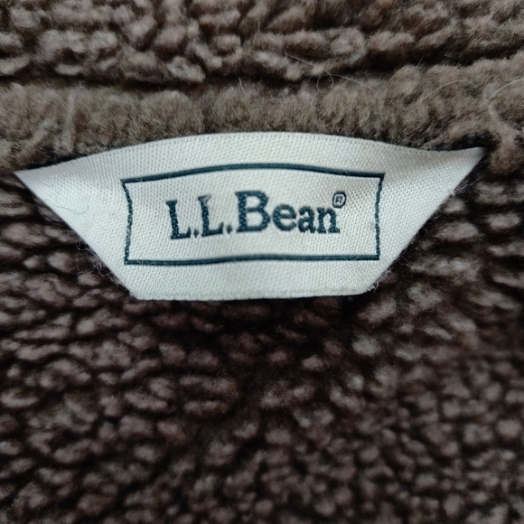 L.L. Bean Women's Brown Faux Suede/Sherpa Button Coat Size Large - Picture 11 of 12